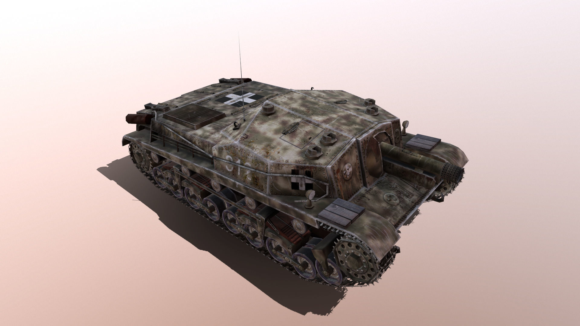 43M Zrinyi Hungarian Tank Destroyer Low-poly 3D model_2