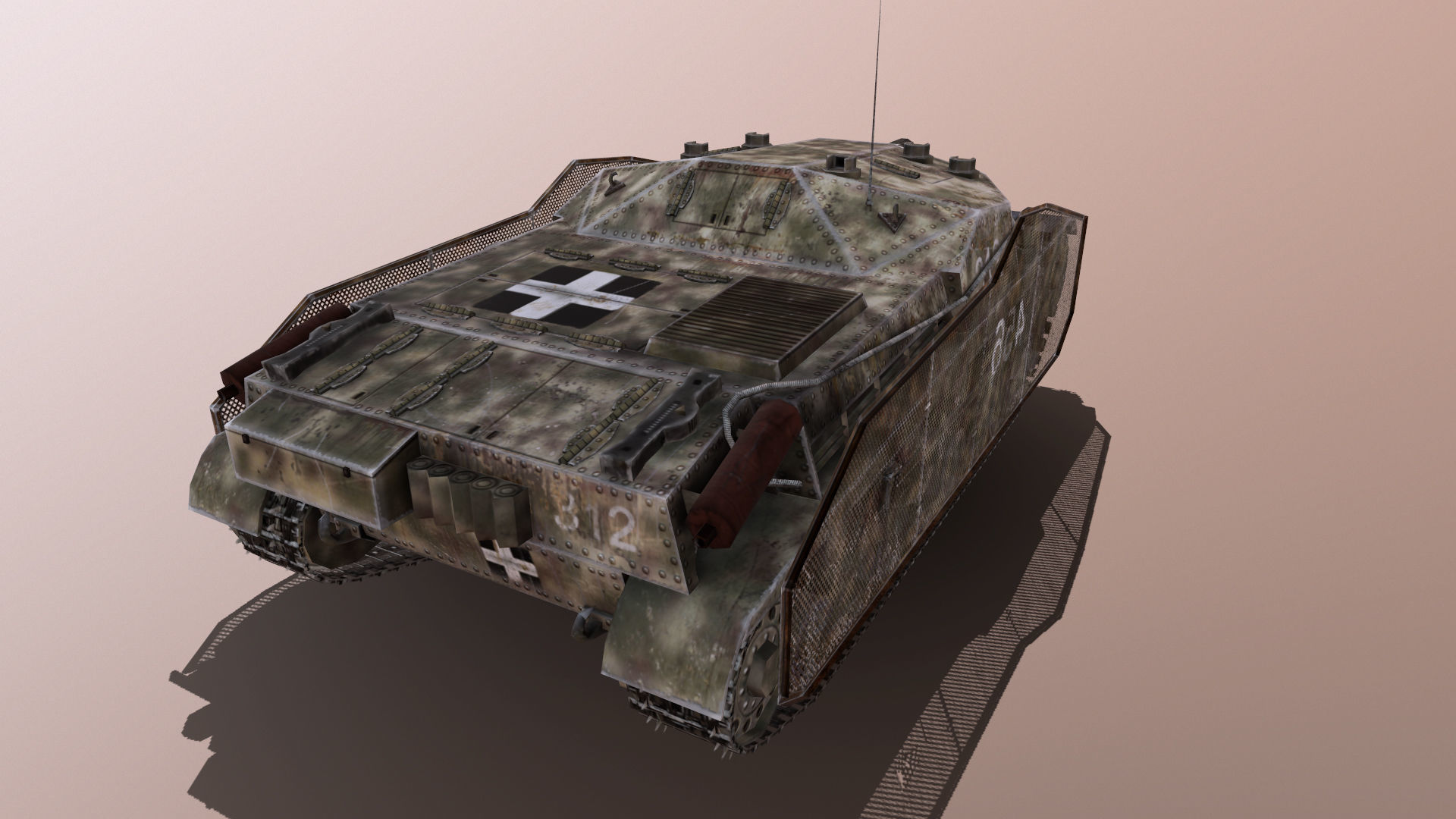 43M Zrinyi Hungarian Tank Destroyer Low-poly 3D model_1