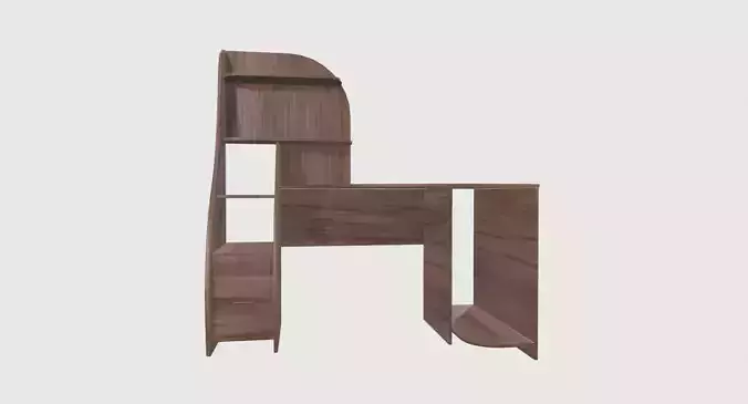 Computer Desk Wood Low-poly 3D model