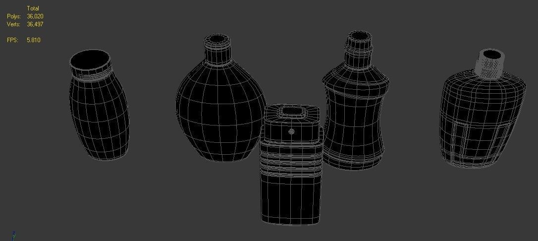 Bottles different cylinders Low-poly 3D model_3