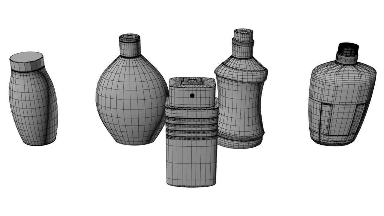 Bottles different cylinders Low-poly 3D model_1