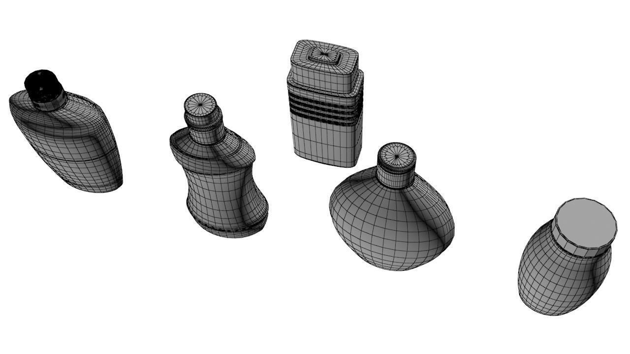 Bottles different cylinders Low-poly 3D model_2