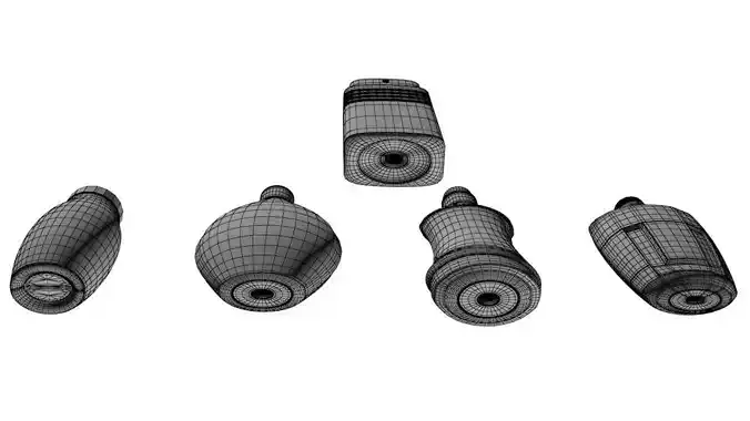 Bottles different cylinders Low-poly 3D model