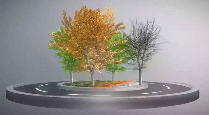 Tilia Trees - Cropped Branches - All Seasons - 6 Meter High Low-poly 3D model