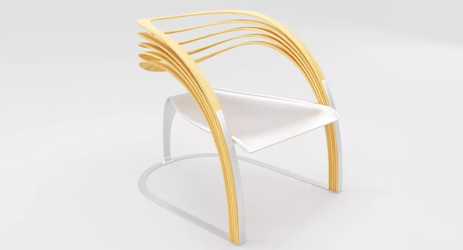 Metal Wood Chair 3D model