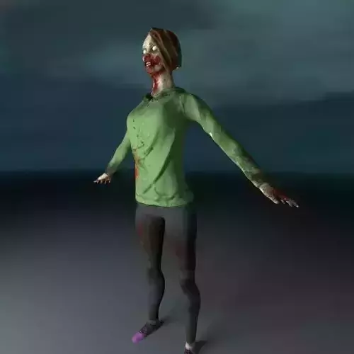 Zombie Girl LowPoly gameready Low-poly 3D model