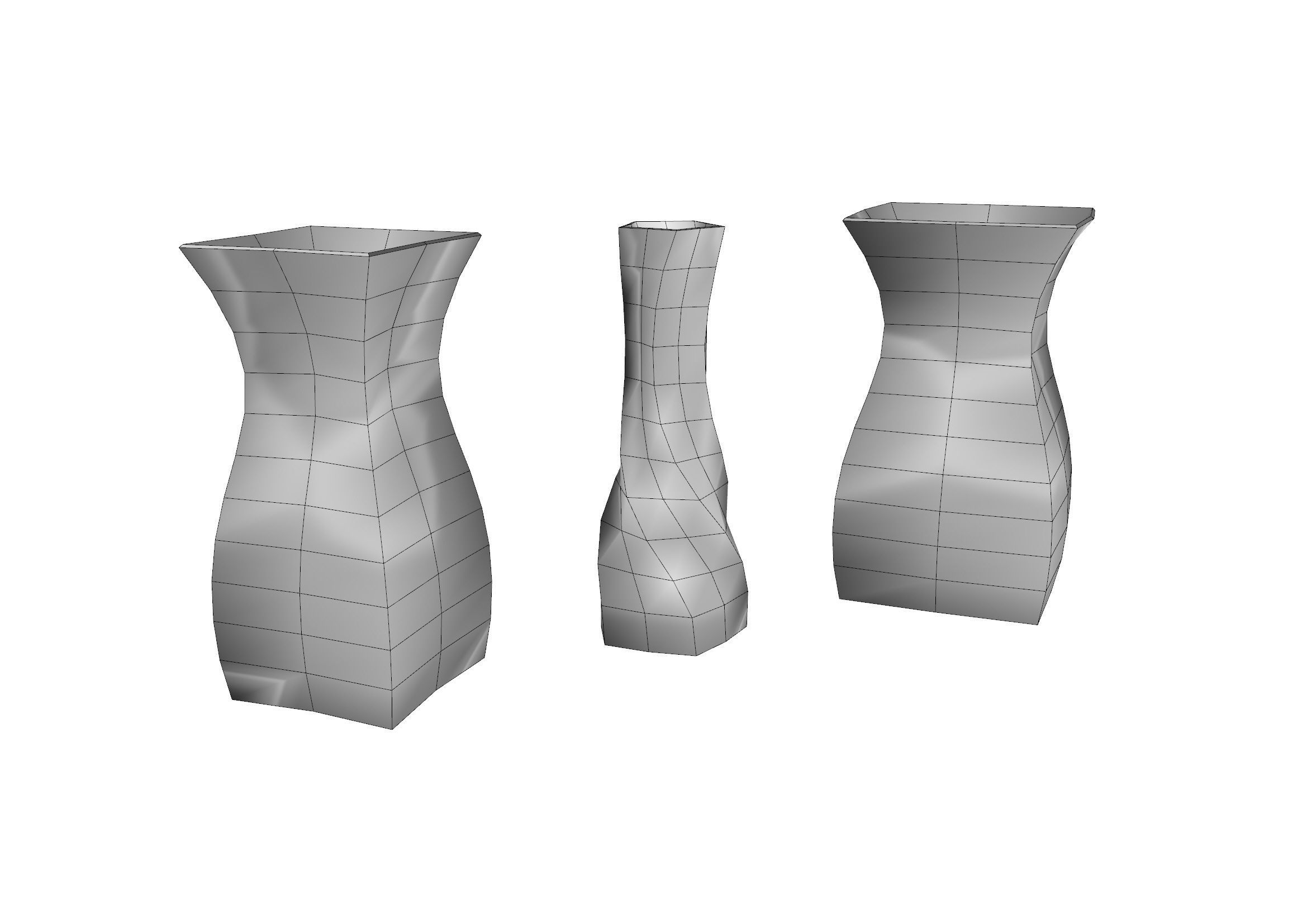 Decorative Vase - Set 4 Low-poly 3D model_1