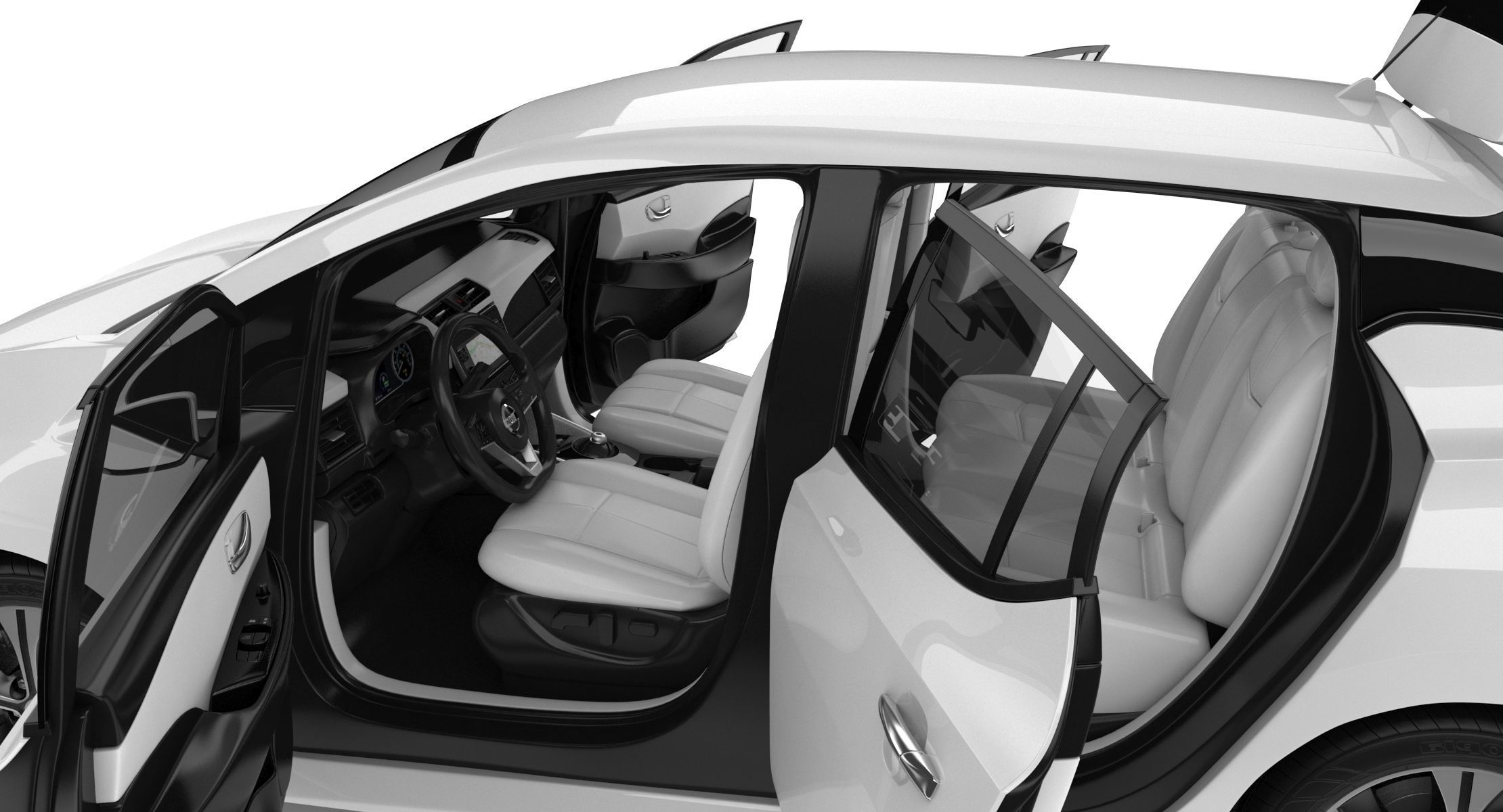 2018 Nissan Leaf White 3D model_16