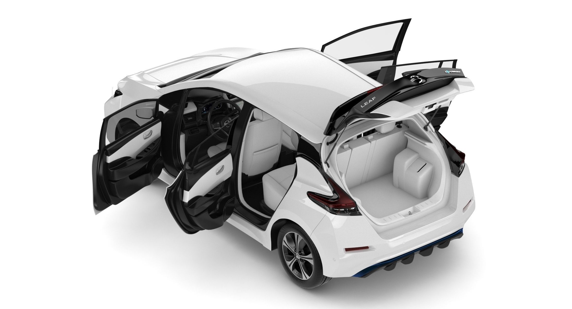 2018 Nissan Leaf White 3D model_14