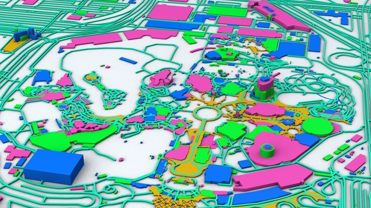 Disneyland Los Angeles Road Network Buildings and Streets 3D model_2