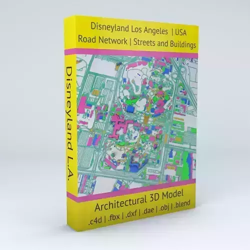 Disneyland Los Angeles Road Network Buildings and Streets 3D model Disneyland Los Angeles Road Network Buildings and Streets 3D model