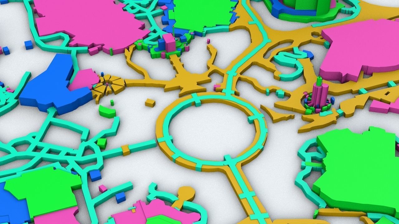 Disneyland Los Angeles Road Network Buildings and Streets 3D model_9