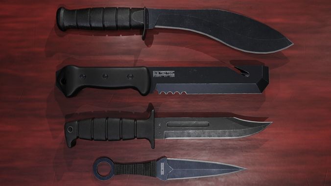 Tactical Knives Pack Low-poly 3D model