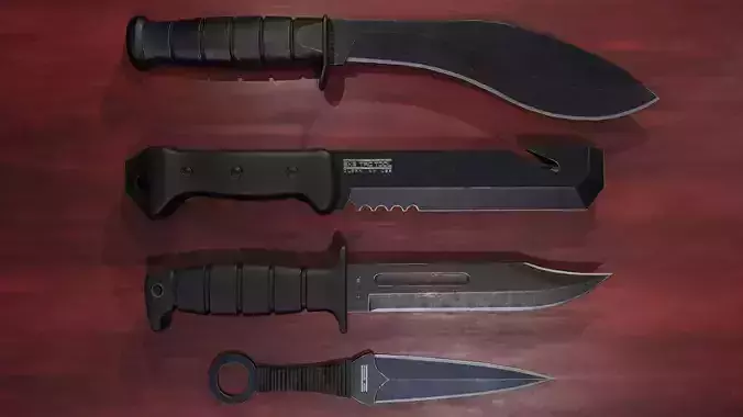Tactical Knives Pack Low-poly 3D model