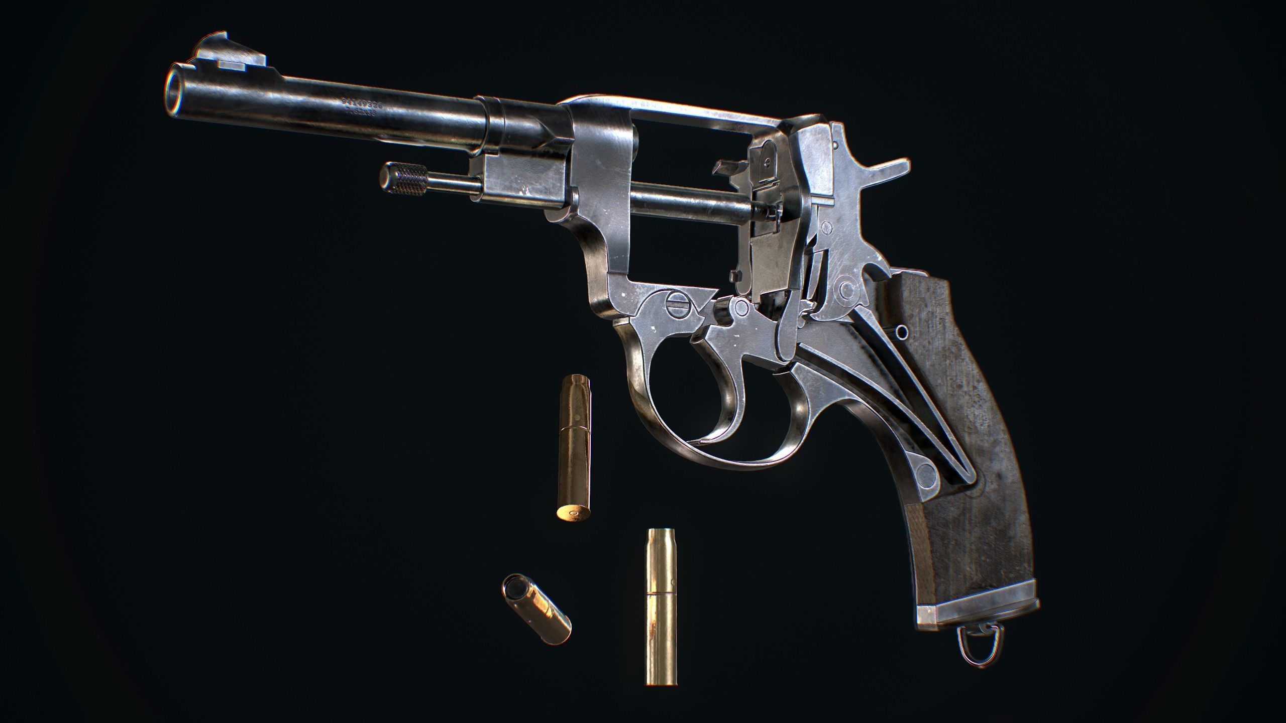 Nagan revolver - Model and Textures PBR - Low Poly 3d model Low-poly 3D model_2