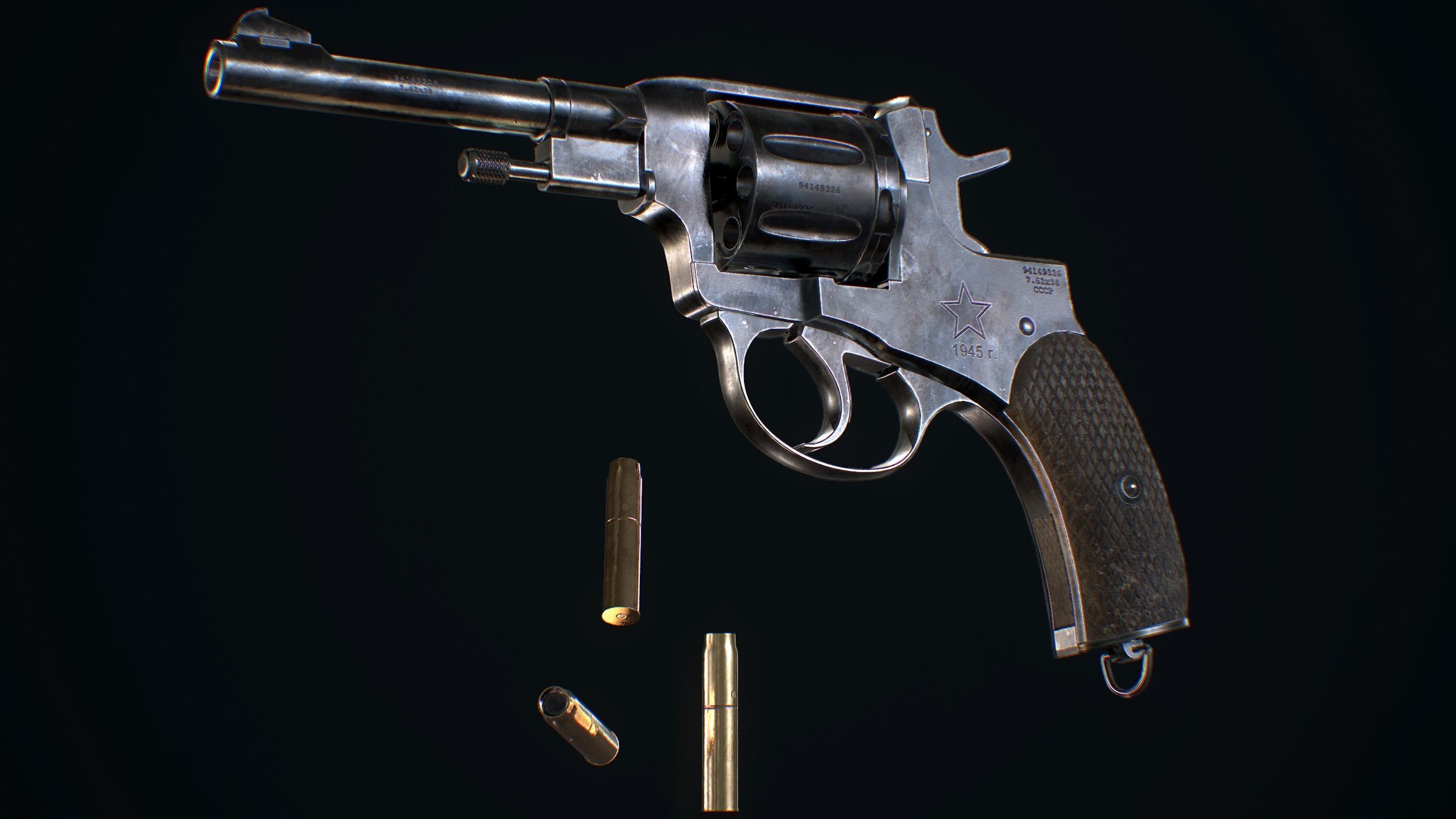 Nagan revolver - Model and Textures PBR - Low Poly 3d model Low-poly 3D model_1