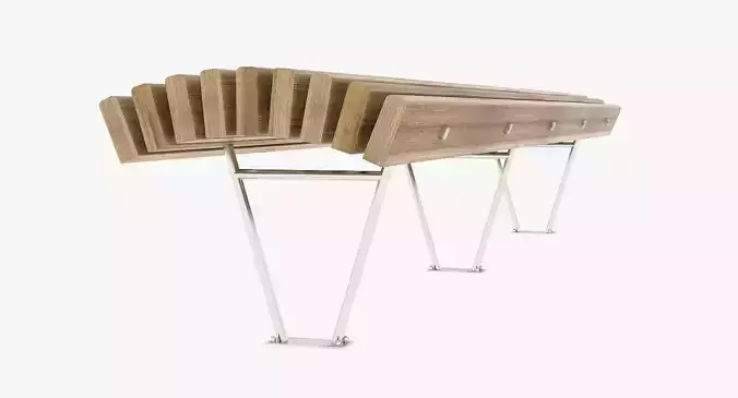 Wooden curve bench 3D model