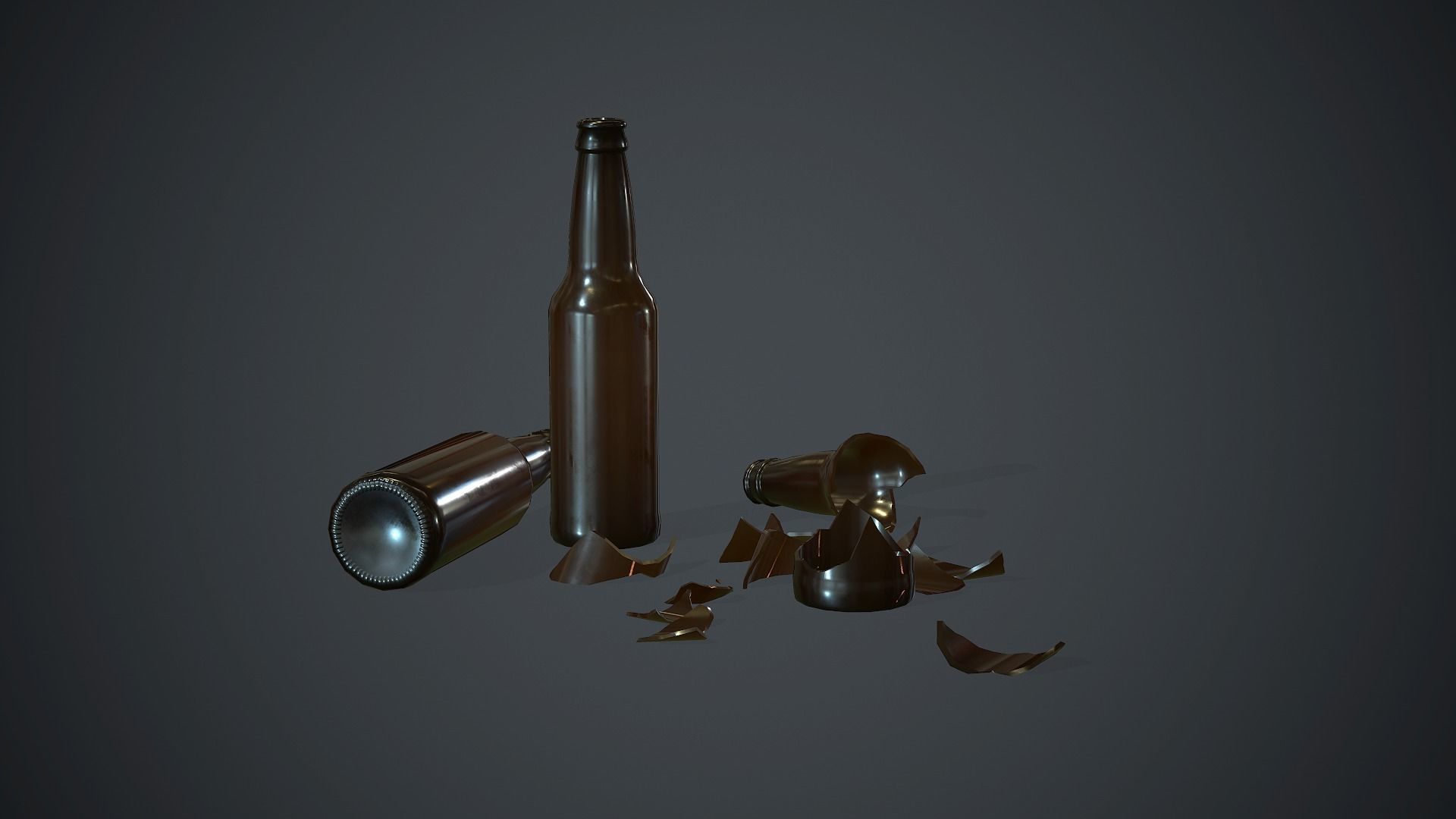 Brown Glass Broken Bottles PBR Game Ready