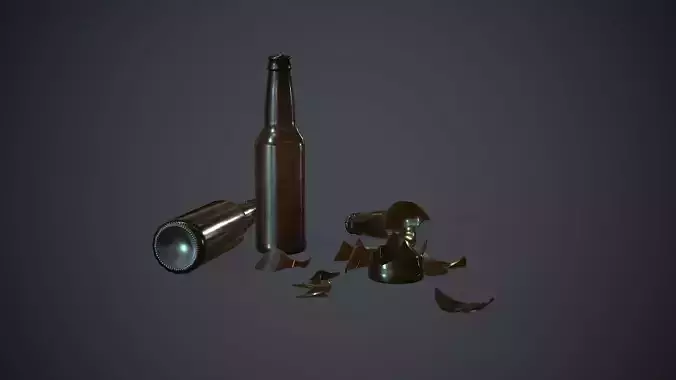 Brown Glass Broken Bottles PBR Game Ready Low-poly 3D model