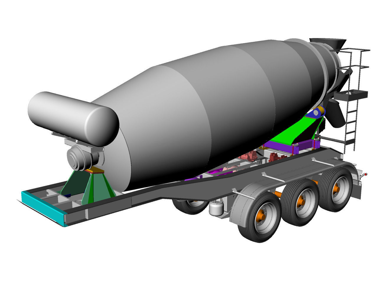 Concrete mixer drum semi trailer free 3D model CGTrader