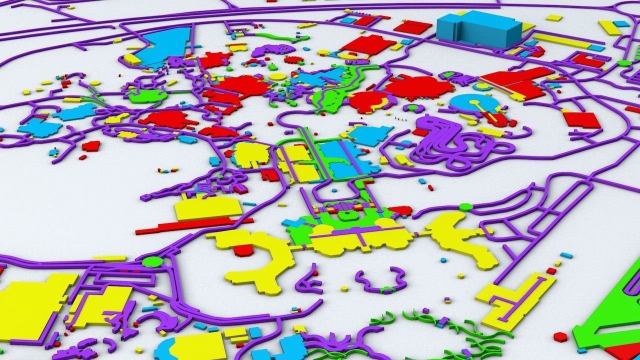 Disneyland Paris Road Network Buildings and Streets 3D model_2