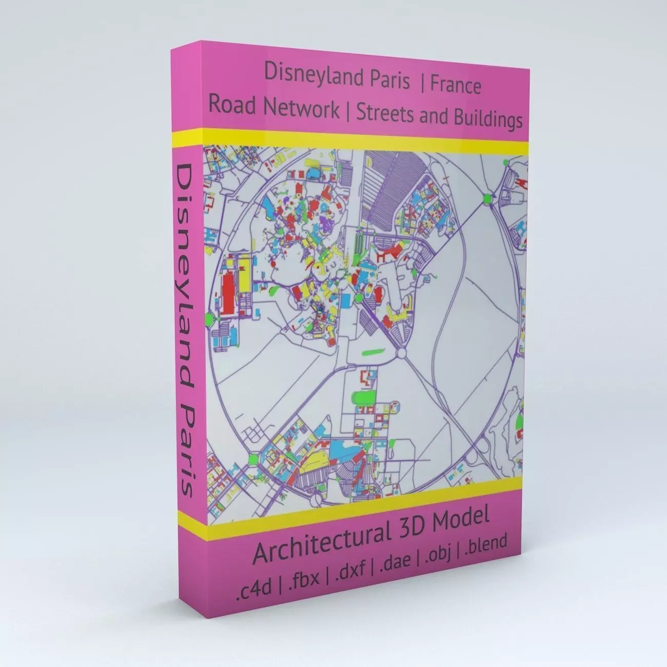 Disneyland Paris Road Network Buildings and Streets 3D model_0