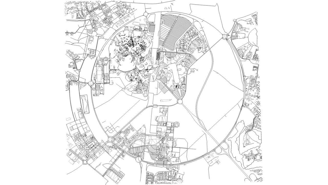 Disneyland Paris Road Network Buildings and Streets 3D model_9