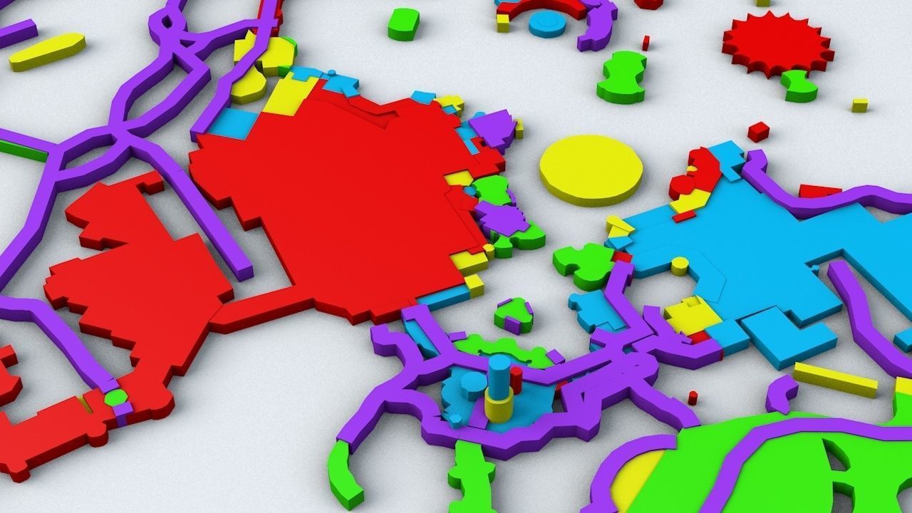 Disneyland Paris Road Network Buildings and Streets 3D model_3