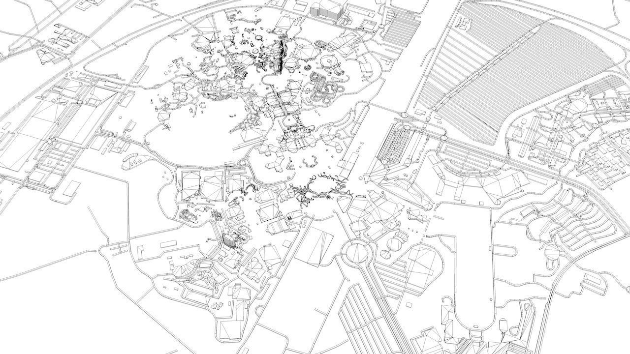 Disneyland Paris Road Network Buildings and Streets 3D model_10