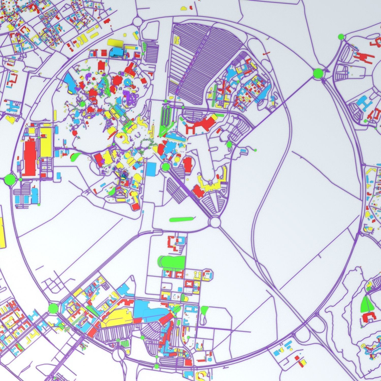 Disneyland Paris Road Network Buildings and Streets 3D model_1