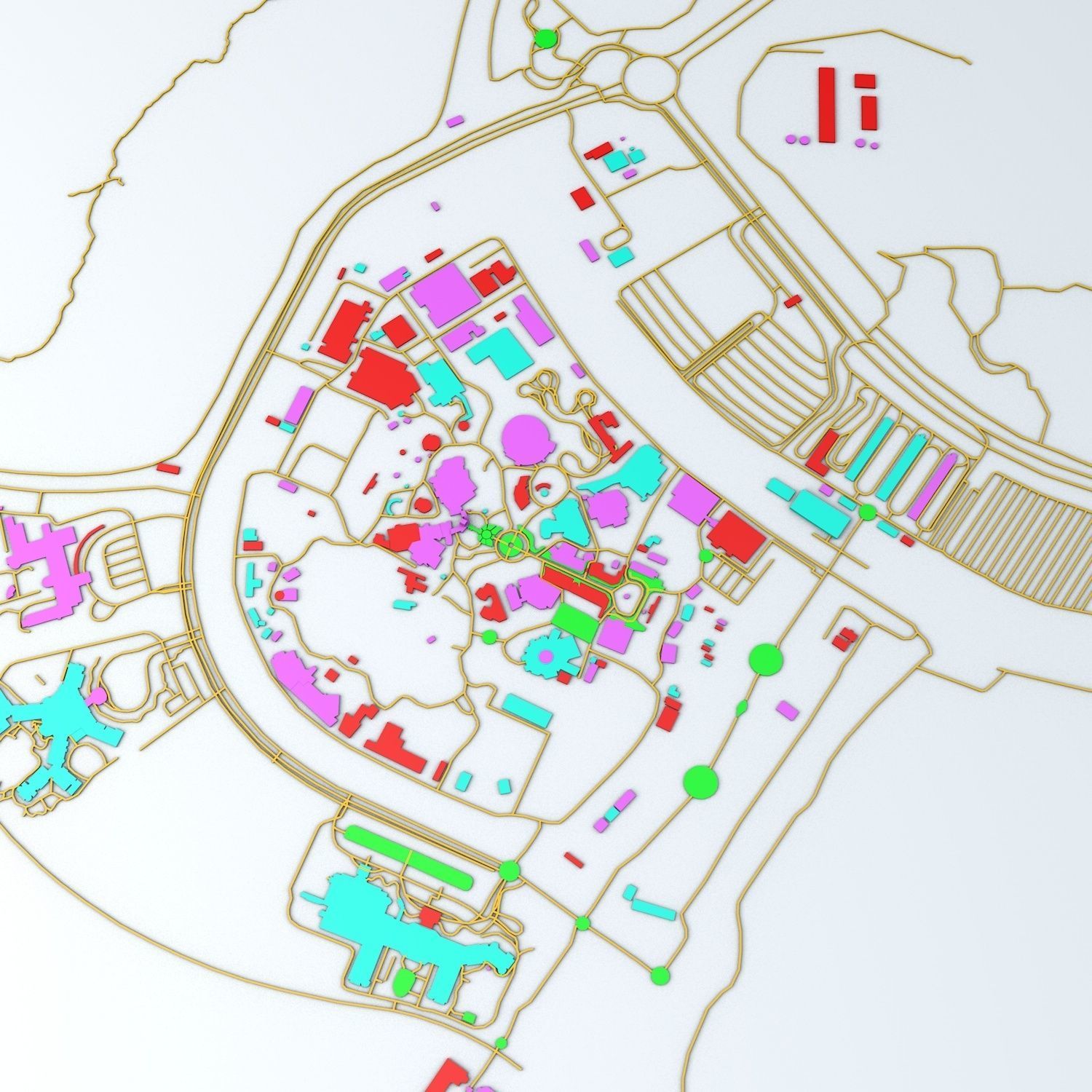 Disneyland Hong Kong Road Network Buildings and Streets 3D model_1
