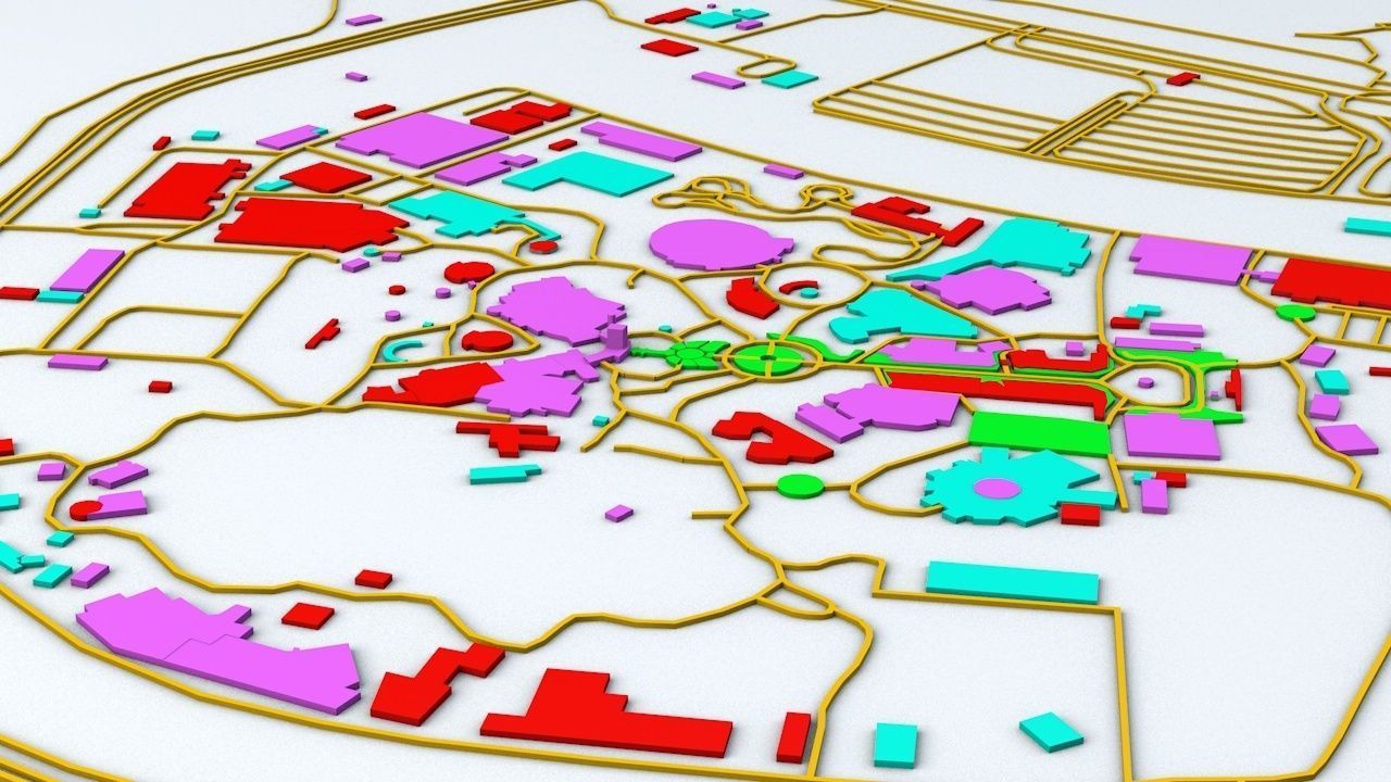Disneyland Hong Kong Road Network Buildings and Streets 3D model_2