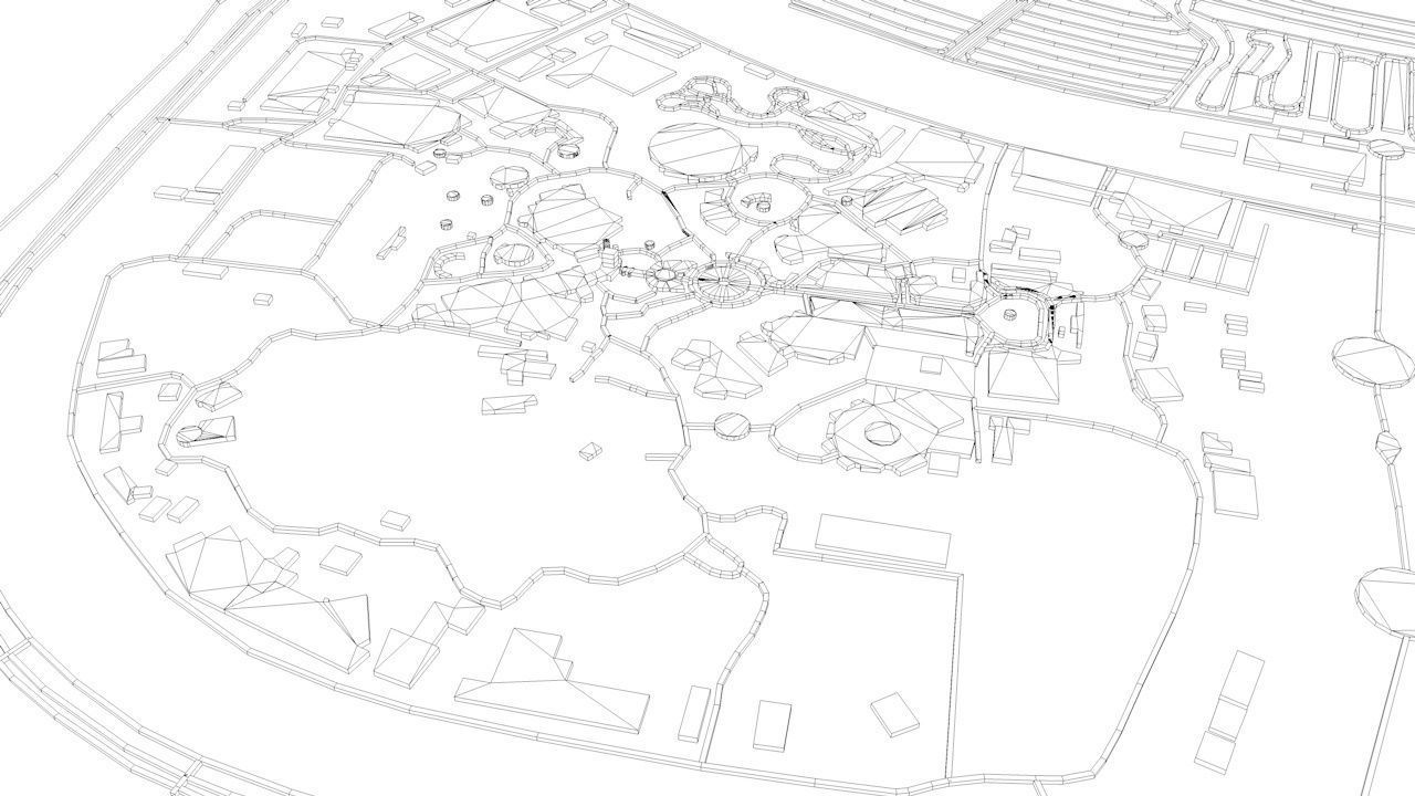 Disneyland Hong Kong Road Network Buildings and Streets 3D model_9