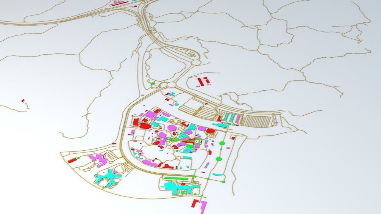 Disneyland Hong Kong Road Network Buildings and Streets 3D model_4