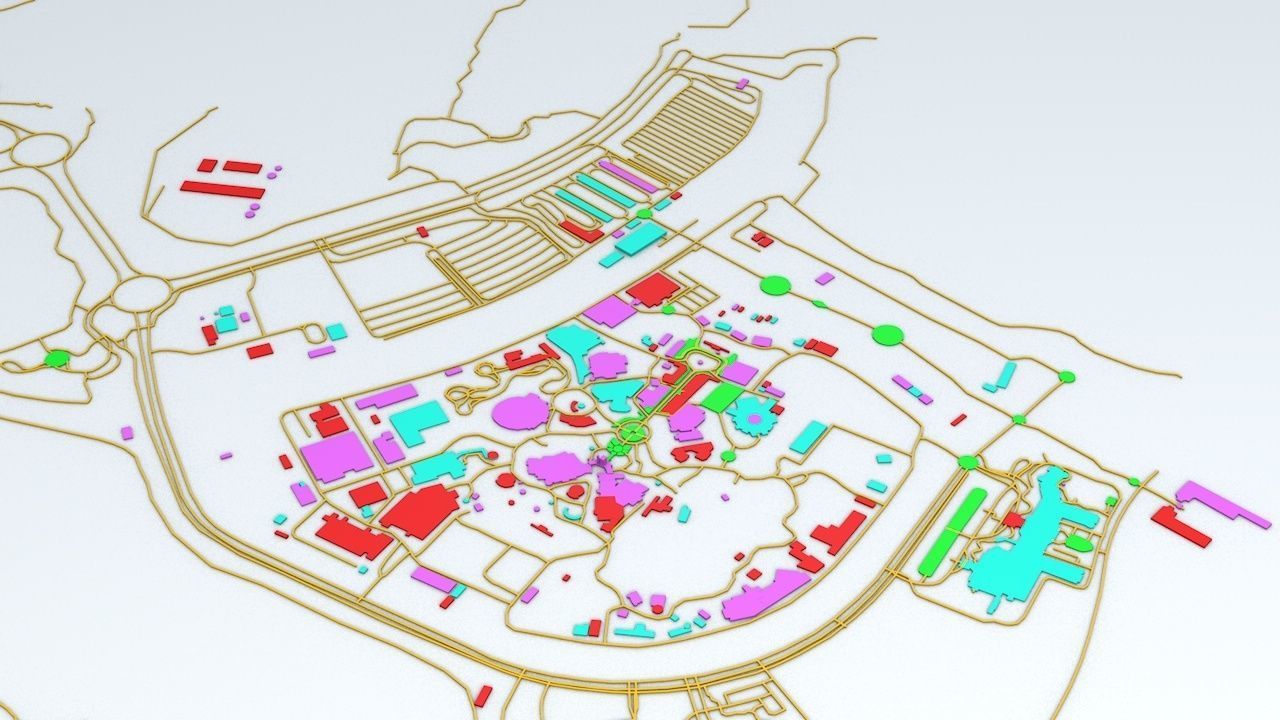 Disneyland Hong Kong Road Network Buildings and Streets 3D model_6