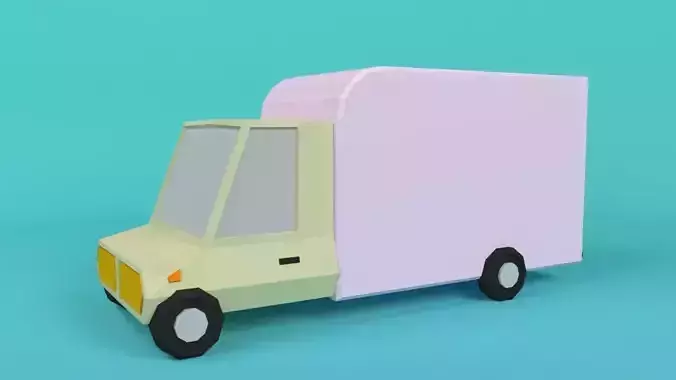 Low-poly wagon ice cream truck