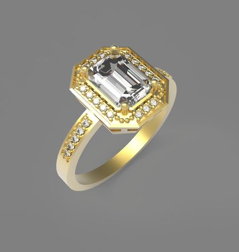 3D print model emerald cut diamond ring 3D print model