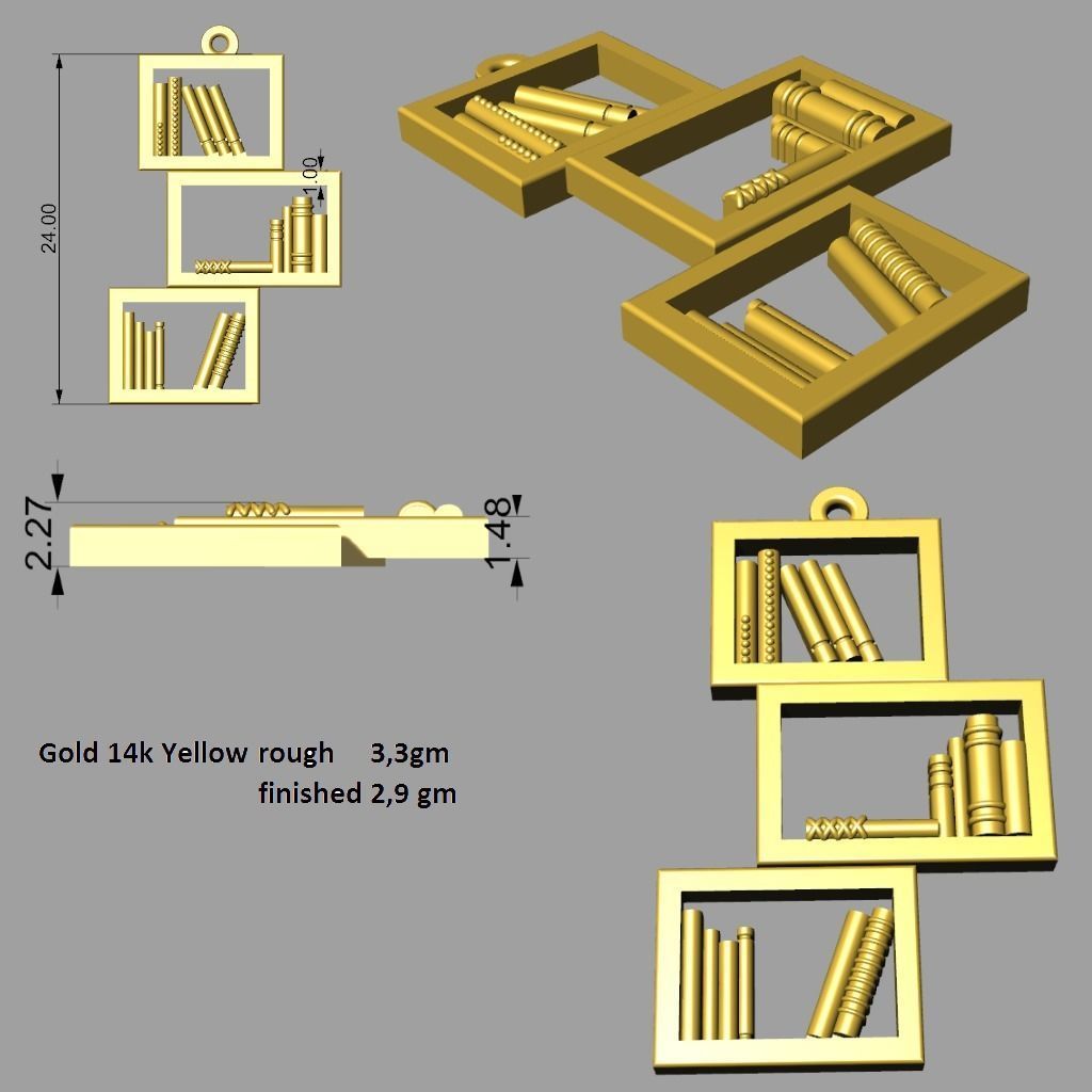 Pendant Books 3D print model 3D print model_4