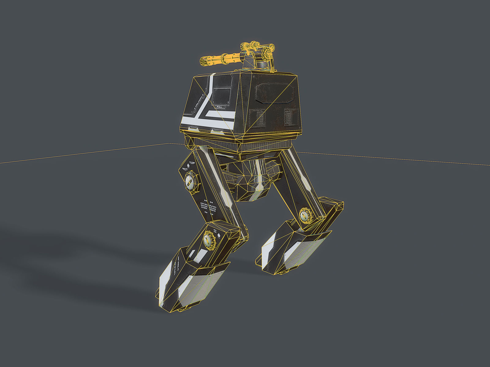 Scout light Mech  Low-poly 3D model_13