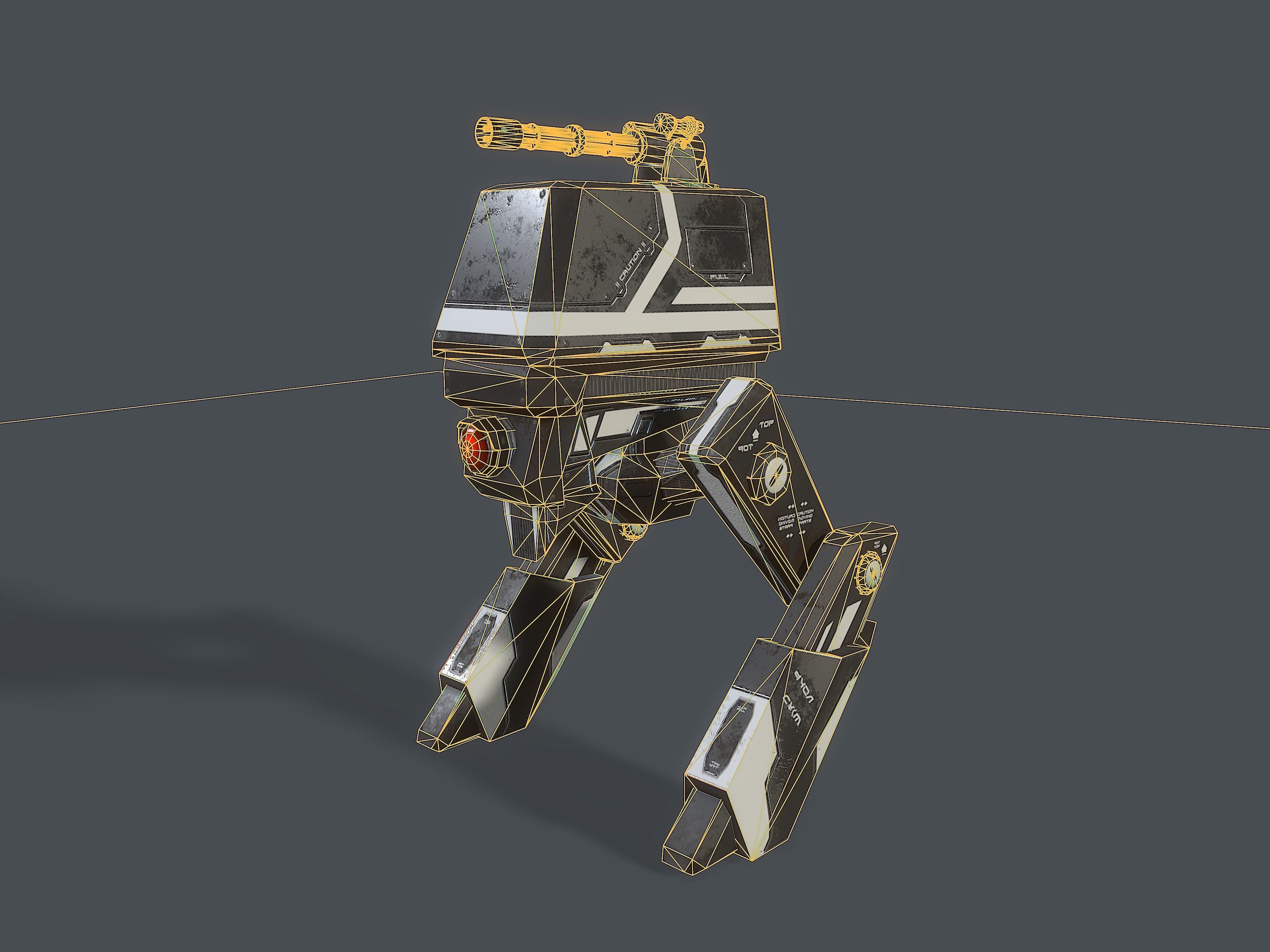 Scout light Mech  Low-poly 3D model_16