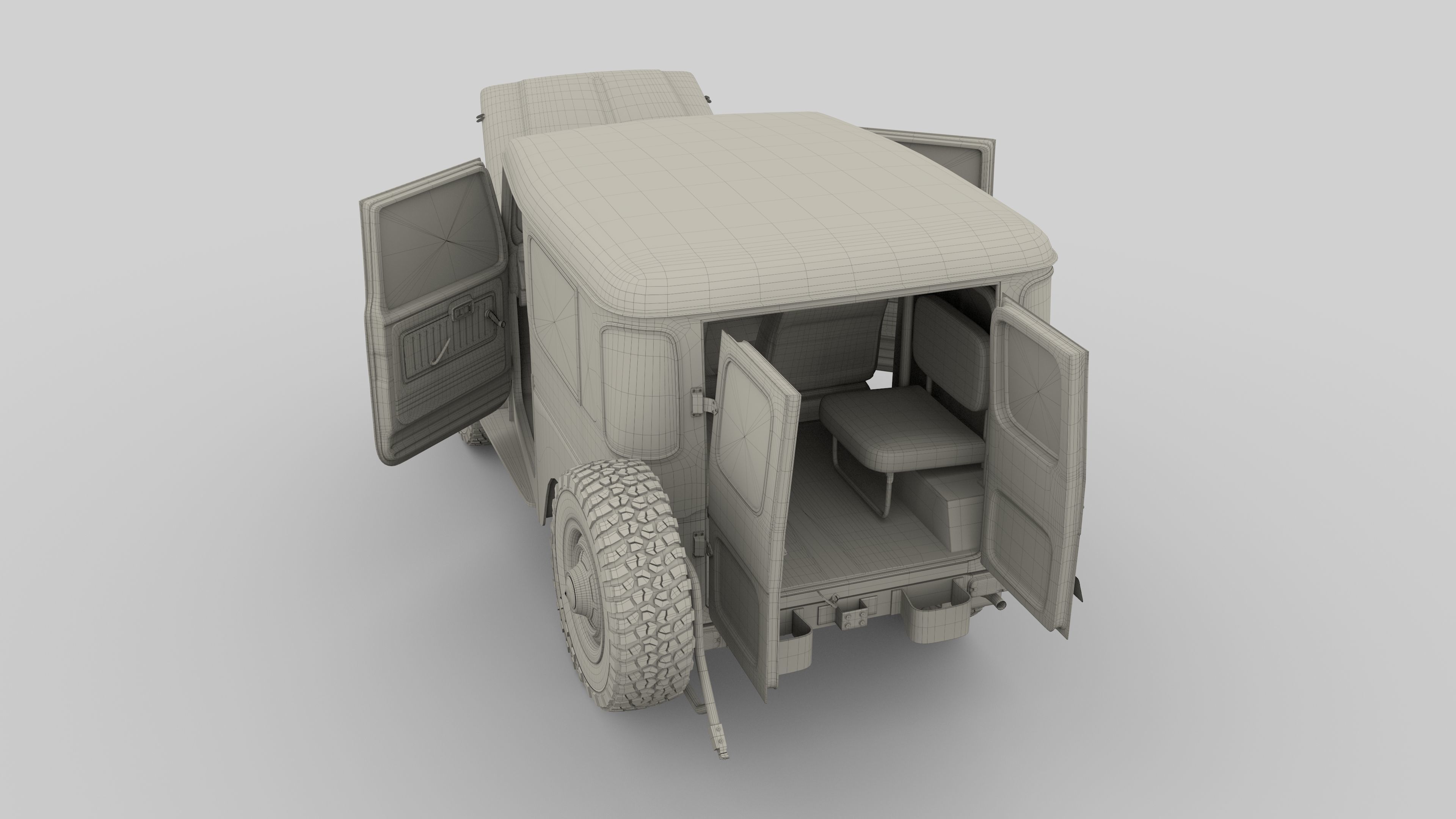 Toyota Land Cruiser FJ 40 with Interior and Chassis 3D model_72