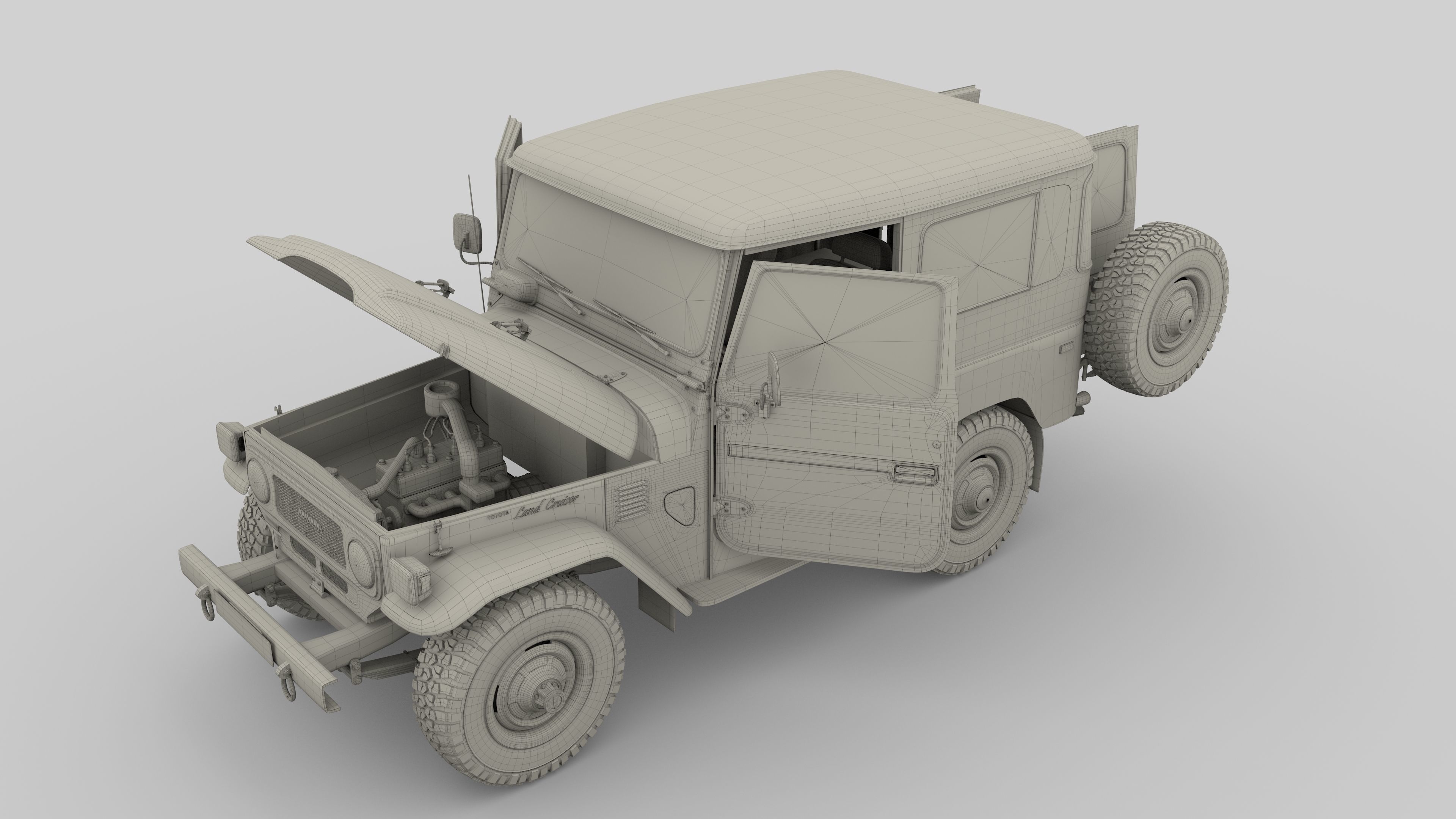 Toyota Land Cruiser FJ 40 with Interior and Chassis 3D model_66