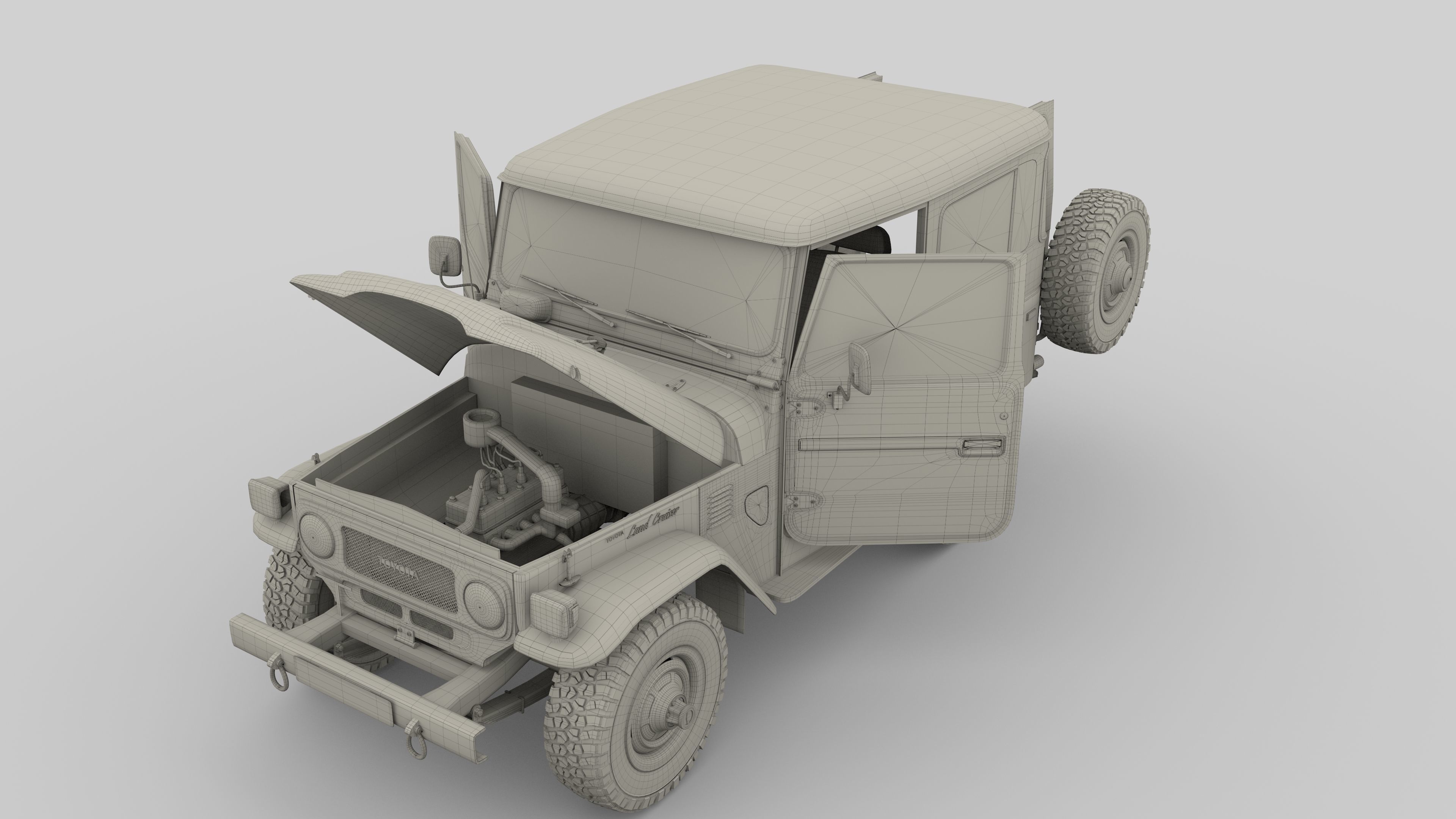 Toyota Land Cruiser FJ 40 with Interior and Chassis 3D model_65