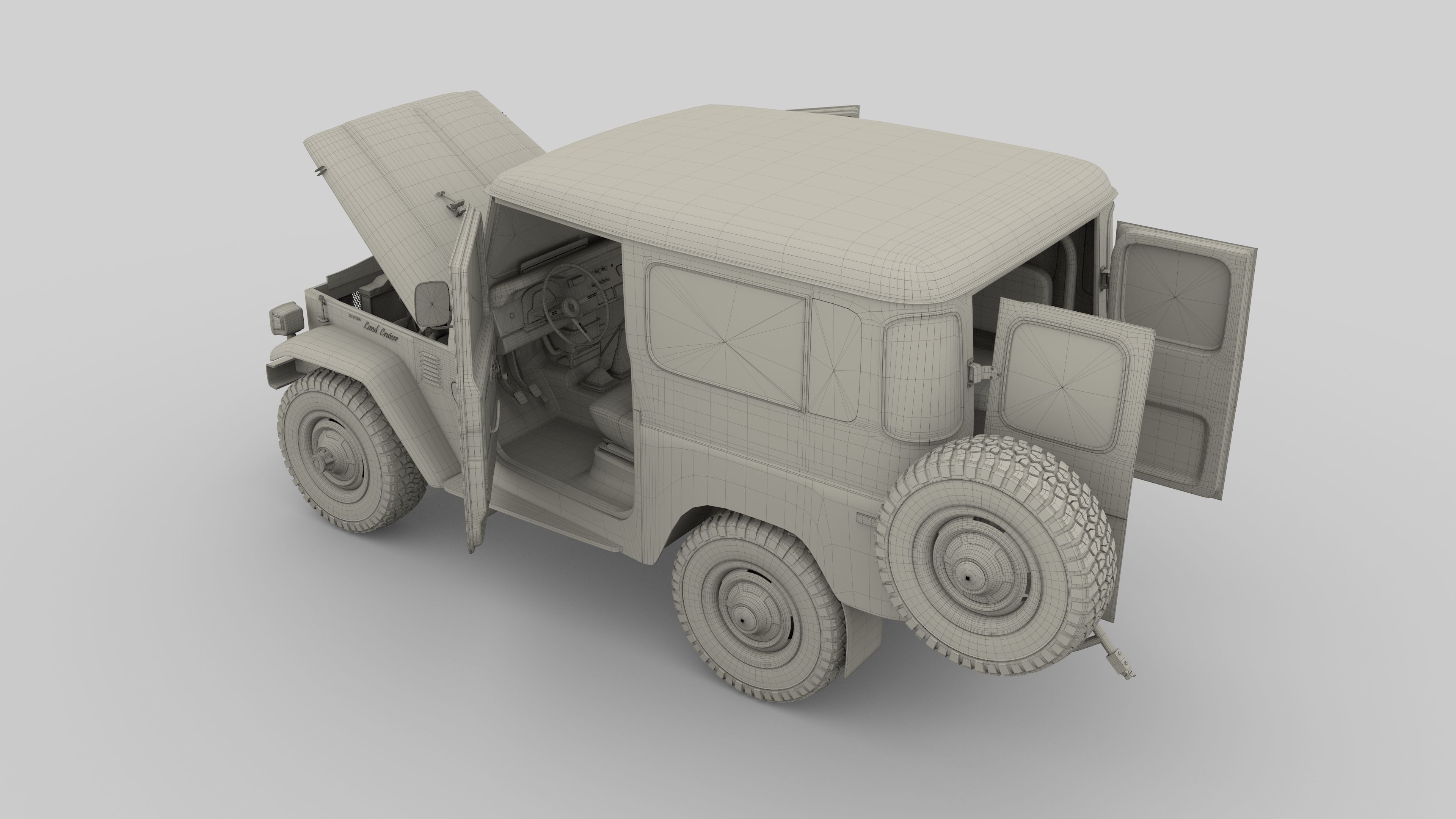 Toyota Land Cruiser FJ 40 with Interior and Chassis 3D model_70