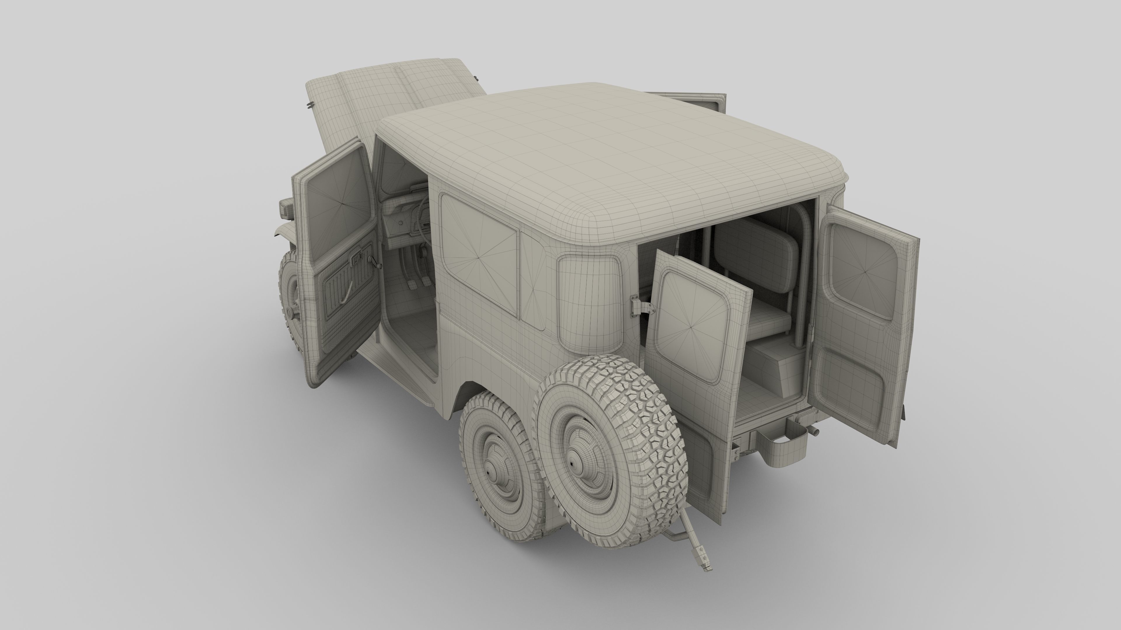 Toyota Land Cruiser FJ 40 with Interior and Chassis 3D model_71