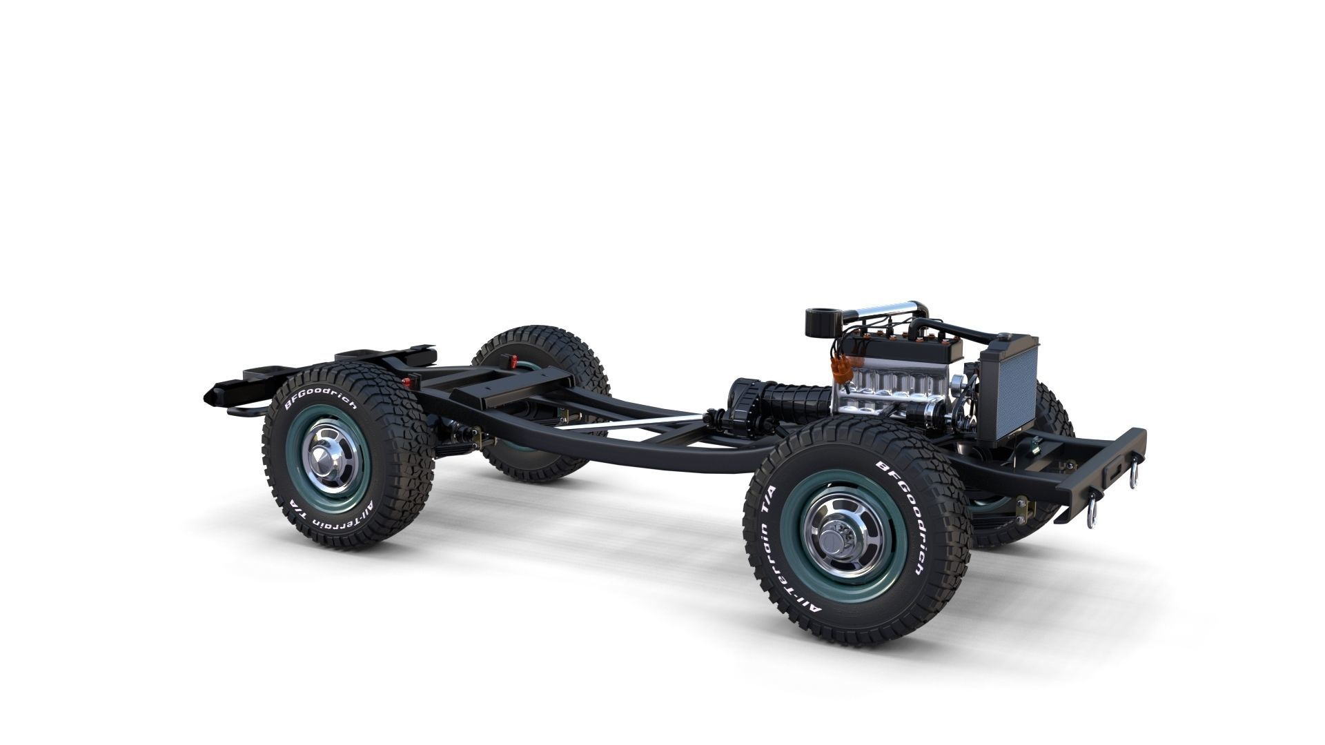 Toyota Land Cruiser FJ 40 with Interior and Chassis 3D model_14