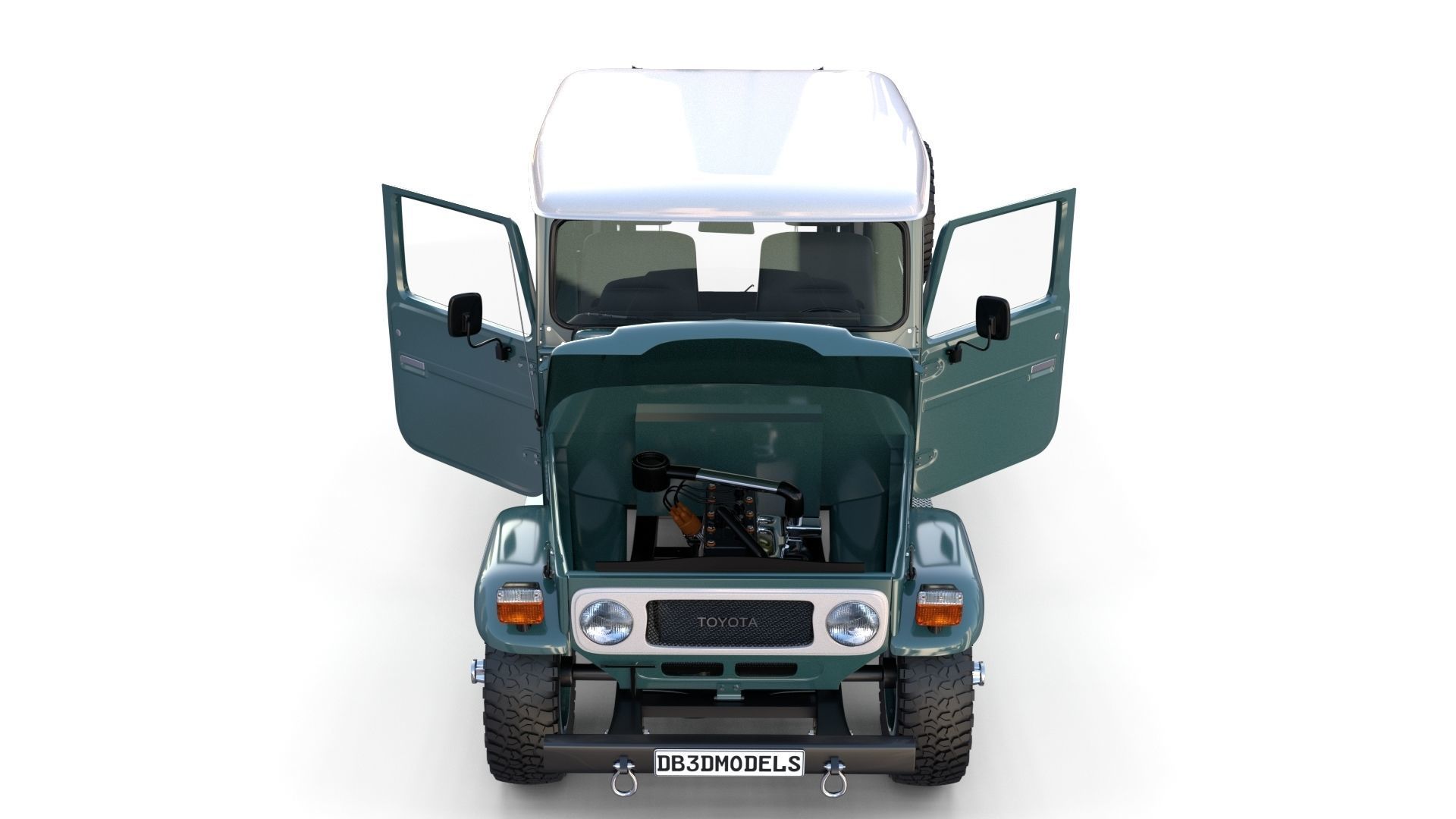 Toyota Land Cruiser FJ 40 with Interior and Chassis 3D model_49