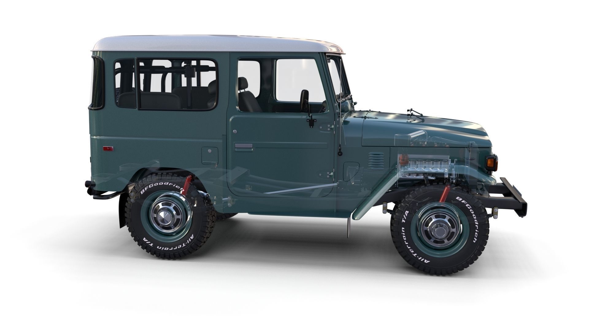 Toyota Land Cruiser FJ 40 with Interior and Chassis 3D model_46