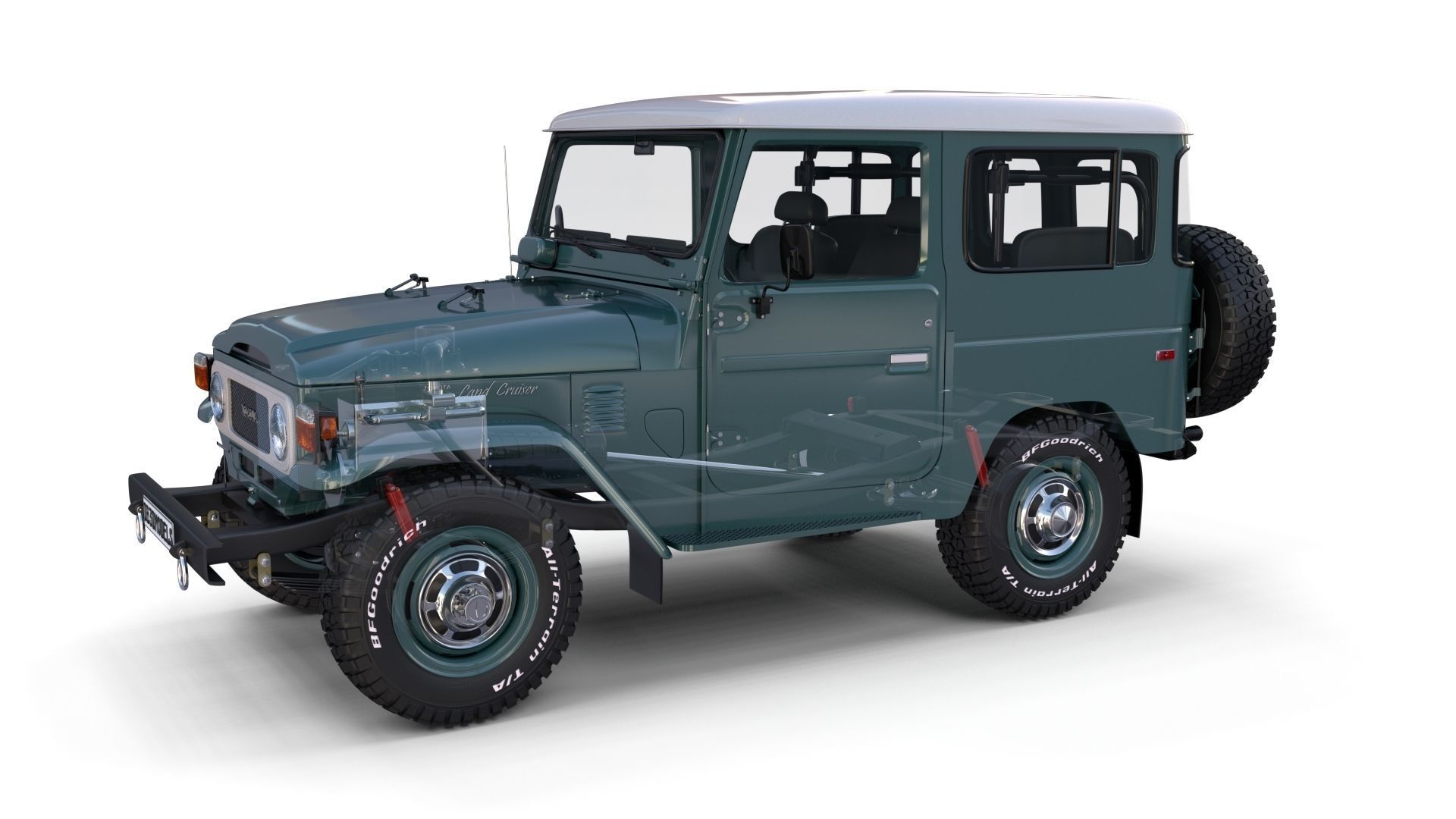Toyota Land Cruiser FJ 40 with Interior and Chassis 3D model_37