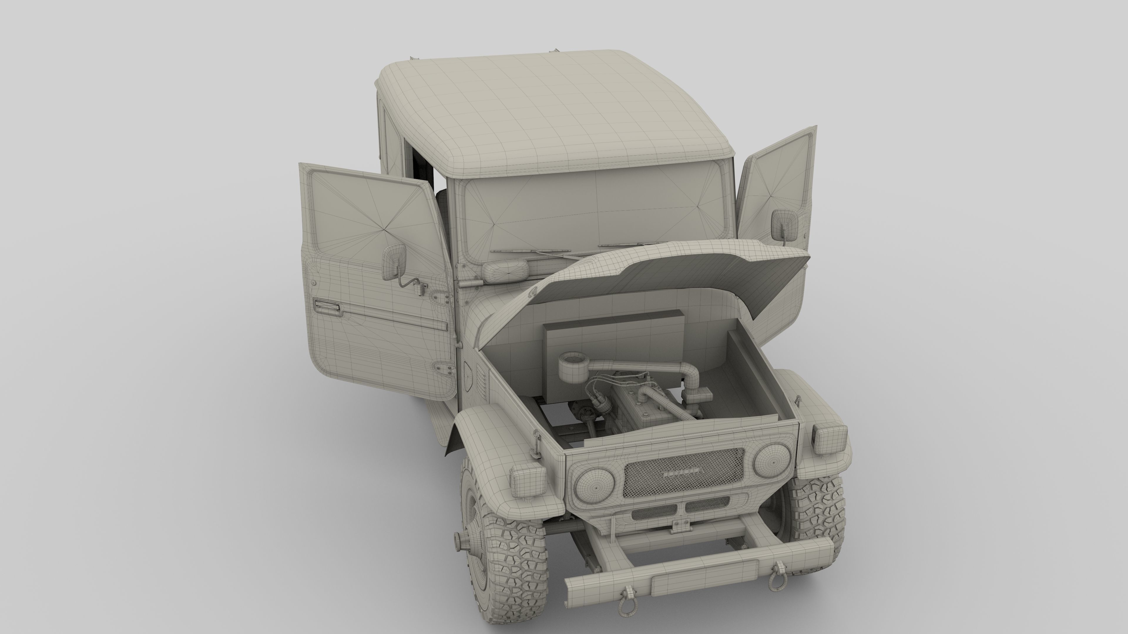 Toyota Land Cruiser FJ 40 with Interior and Chassis 3D model_81